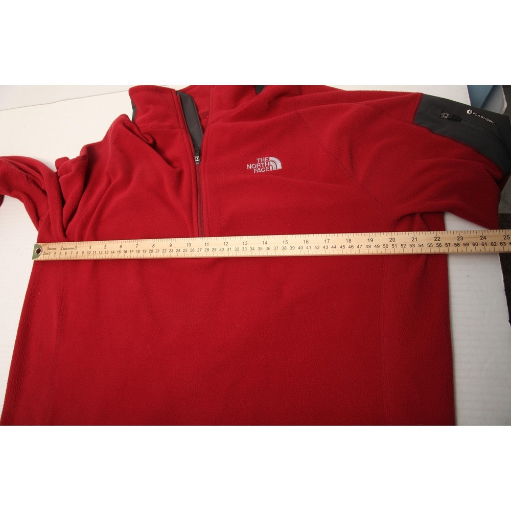 The North Face FlashDry Fleece Pullover Mens Large Red 1/4 Zip Hiking Layer - Picture 10 of 14